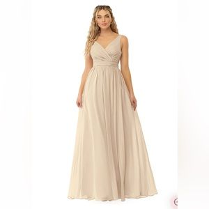 AZAZIE KORA
A-Line Pleated Chiffon Floor-Length Dress Champagne